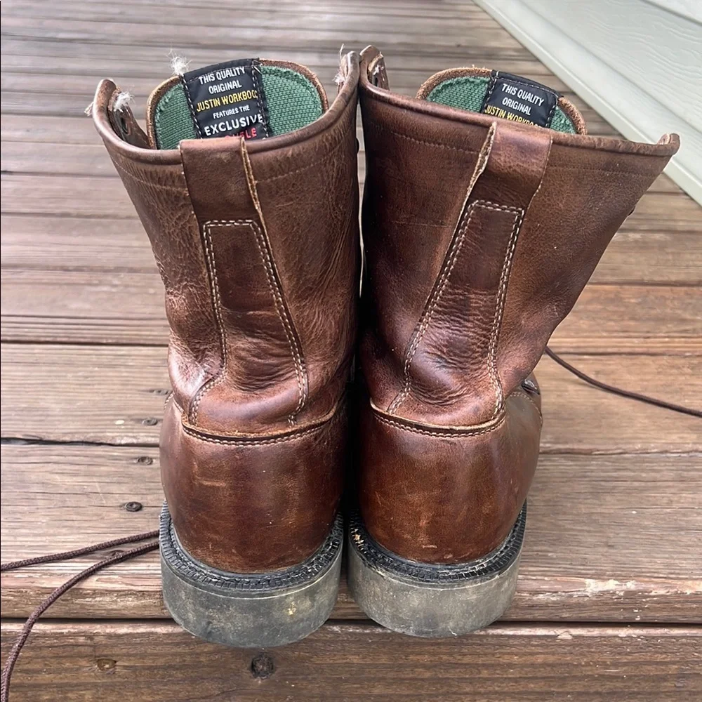 Men's Justin brown Leather Boots - Picture 4 of 5